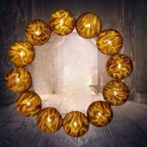 UMQ Natural Golden Silk Nan Natural Wood Buddha Bead Bracelet Men’s and Women’s Golden Silk Nan Wood Buddha Bead