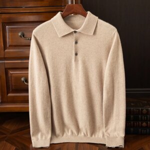 2024 new autumn and winter men’s 100% pure cashmere sweater, lapel, popular, casual, pullover sweater
