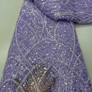 New African Heavy Beaded Lace Fabric 2025 High Quality Nigerian Luxury Sequins Lace French Tulle Fabric For Wedding Party Dress