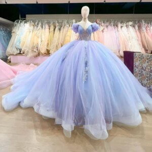 Customized Princess Girl Quinceanera Dresses For 15 16 Year GIrl Off Shoulder Tulle Skirt Women Prom Occasion Party Dress 14