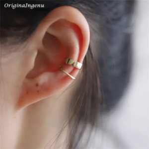Solid 9K Gold Ear Cuff Fake Piercing Earrings Dainty Earrings Yellow Gold Fine Jewelry 9K Gold Tarnish Resistant Women Jewelry