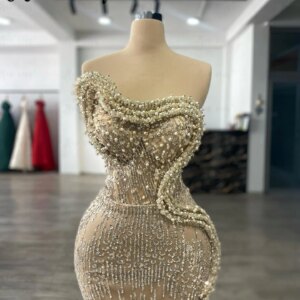 Deep Champagne Sequins Cocktail Dress Long Mermaid Sleeveless Bodycon Party Dress For Wedding Bespoke Occasion Dress Customized