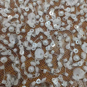 Gorgeous Full Sequins Beaded Mesh Shining Sequins and Pearls Lace for Wedding Dress