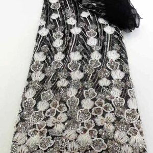 African Lace Fabric 2025 Handmade Beaded Lace Fabric France Sequins Nigerian Embroidery Bridal Mesh Lace Fabric For Sewing