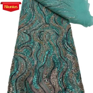 2025Latest Superior Quality Elegant Austria Soft Mesh Sequin lace with Lots Stones Fabric For Party Evening Dress NN_6523
