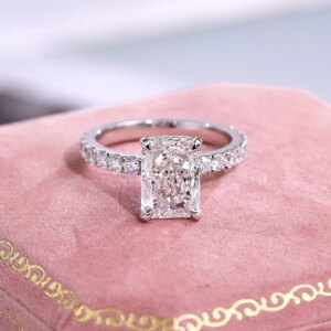 Provence Luxury Solitaire Ring 14KGold 3.8ct Radiant cut IGI Lab Grown Diamonds Women Wedding full band Personalized Custom