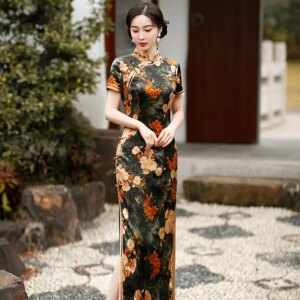 High-End Cheongsam Qipao 2024 New Improved Real Silk Dress Young Retro Temperament Long