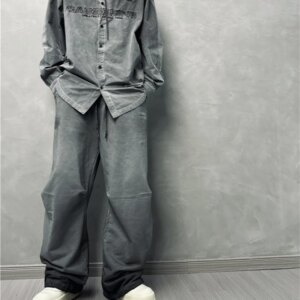 Wasteland Style Wear Washed and Worn Wide Leg Pants Retro Loose Casual Fashion Trousers Men