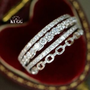 KUGG 100% 18K White Gold Rings Luxury Elegant Style 0.68carat Real Natural Diamond Engagement Ring for Women High Party Jewelry