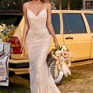 Sexy Spaghetti Strap Wedding Dress 2024 Glamorous A-Line Bridal Dress Elegant Sleeveless Bridal Gowns Robe De Mariee