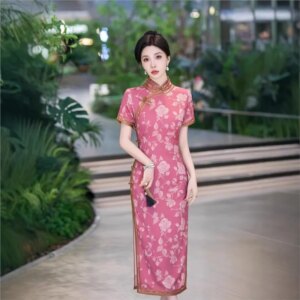 Cheongsam light temperament improvement long simple elegant girl purple jacquard new