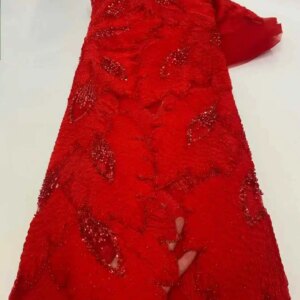 African Luxury Sequins Lace Fabrics Latest Beaded Embroidery French Tulle Mesh Lace Fabric Material For Party Wedding