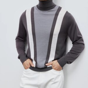 Men’s autumn and winter pure wool close-fitting turtleneck sweater without wearing fashionable thin bottoms