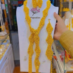 New Dubai High end 24K Gold Plated Necklace, Earrings, Bracelets, Romantic Wedding Party Jewelry Set for Women DD10536