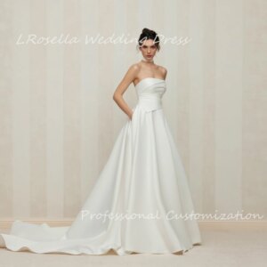 LRosella Wedding Dress Crepe Strapless Pleat Floor-Length sleeveless Elegant Exquisite Elegant Morden style Luxury فساتي2024