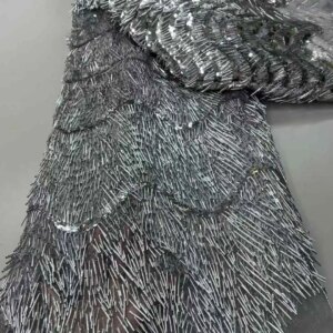 African Long tube beads Lace Fabric 2025 Embroidered Nigerian Lace Fabrics Bridal High Quality French Net Lace Fabric 5 yards