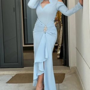 Customizeds  Pleat Beading A-line High Collar Bespoke Occasion  Floor Length Saudi Arabia