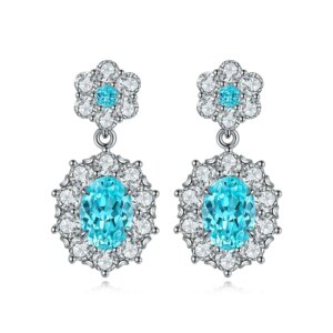 Ruif High Special 925 Silver 3.69ct Lab Grown Paraiba Earrings for Women Precious Jewelry Important Occasion