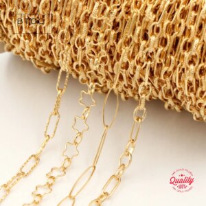 14K Gold Filled Star Chain Texture Oval Chain Necklace Gold jewelry Minimalist Gold Filled 3+1 Chain DIY Jewelry