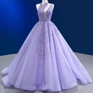 Purple Pearl Evening dress, unmetering splayed strapless dress