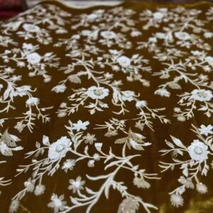 New Chinese Style Machine Embroidery Silk Velvet Fabric Sequins Coat Dress Cheongsam