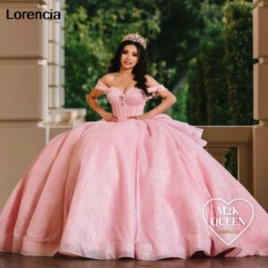 Customized Pink Quinceanera Dress Ball Gown Shiny Applique Beaded Crystals Bow Mexico Sweet 16 Vestidos De 15 Años YQD884