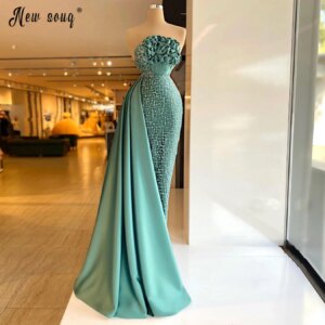 Newest Emerald Green Mermaid Long Evening Dress Chic Beading Arabic Sexy Prom Party Gowns 2025 Vestido De Festa Customized