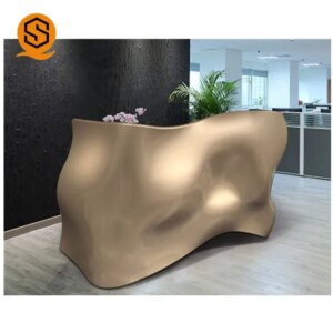 Modern gold unique salon front counter office solid surface retail shop bar hotel reception desks