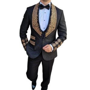 Luxury Beaded Lace Man Suits For Gentleman Slim Fit Floral Formal Wedding Groom Tuxedo 3 Pieces Fashion Jacket With Pants Vest