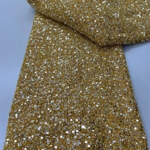 2025 5 Yards African Beaded Lace Net Fabric, Nigerian Wedding Material, Luxury Beaded Lace Net Fabric for Dress Sewing, High Quality Q452-1