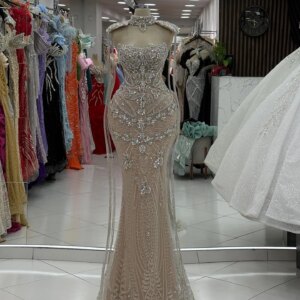 Two Pieces Champagne Prom Dresses Mermaid Crystals Vintage Evening Gowns Backless Celebrity Dresses Robe Femme Customized
