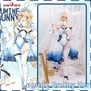LAST BATCH UWOWO Genshin Impact Traveler Lumine Cosplay Costume Douji Bunny Suit Canon Aether&Lumine Cos Outfit Halloween Cos