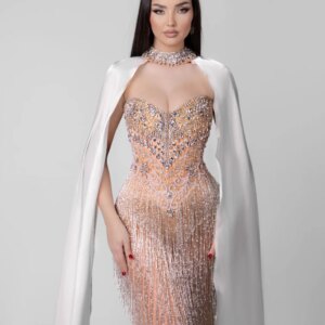 DMDRS Strapless Shawl Evening Dress 2025 Crystal Beaded Party Gown Charming A-Line Satin Floor-Length Party Dress Customized