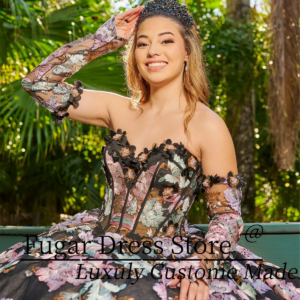 Beautiful Exquisite Flowers Quinceanera Dresses2025Off Shoulder Stickers Long sleeved Lace-up Corset vestidos de 15 quinceañera