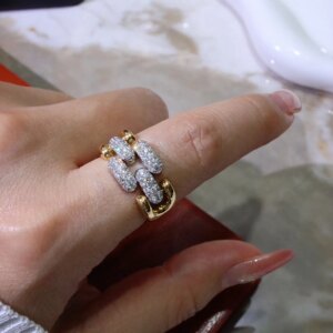 Aazuo Hot Sale Fine Jewelry18K Yellow Gold Real Diamonds 0.95ct Luxury Ring Gift for Woman Engagement Party Au750