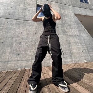 NIGO Workwear Wide Leg Pants Loose Straight Pants Retro Trend Hip-hop High Street Black Pants Men’s Clothing FHDX #NGTOP11243