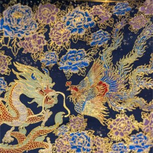 Imitation mother-of-pearl inlaid decorative pattern woven gold satin skirt fabric Hanfu fabric