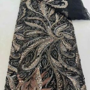 African Heavy Beaded Lace Fabric French Bridal Sequins Lace Fabric 2025 Luxury Nigerian Tulle Lace Fabric Materiel Dress Sewing