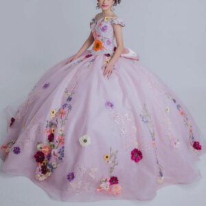 Light Pink Quinceanera Dresses Off Shoulder Ball Gown Sweet 16 Dress Applique Lace Beads Bow Birthday Party Vestidos 15 Anos
