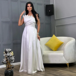Customized Formal High Quality Pleat Ruched Draped A-line Strapless Long Dresses Bespoke Occasion Dresses Modern Style Casual