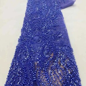 Luxury HeavyTube beads Embroidery African Lace Fabric 2025 High Quality French Sequined Tulle Fabric For Nigerian Wedding Party