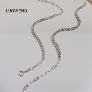 LUOWEND 100% 18K White Gold Bracelet AB Design 0.50carat Real Natural Diamond Bracelet for Women Classic Design Birthday Gift