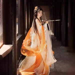 Ancient Costume Adult Hanfu Embroidery Chinese Traditional Han Clothing Trailing Chest-High Dress Women’s Chest