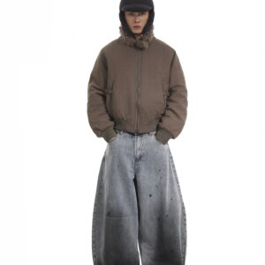 American Retro Splash-Ink Gradient Washed Worn Jeans Niche Loose Straight Wide Leg Machete Trousers Men