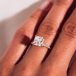 1.80CT D VS1 Princess Cut 14K Yellow Gold Lab Grown Diamond Engagement Wedding Ring CVD HPHT Lab diamond With IGI Certificate