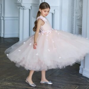 Flower Girl Dresses Purple Tulle Puffy With Flowers And Petals Sleeveless For Wedding Birthday Party First Communion Gowns