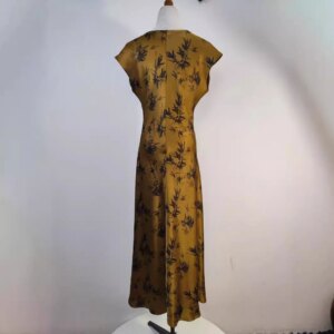 High Quality 2024 Summer Silky Heavy Acetate Fishtail Skirt Women’s Dress round Neck Formal