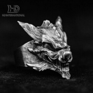 Insidious wolf ring, mask silver ring, wolf silver jewelry, 925 sterling silver wolf ring, ghost face ring, men’s ring
