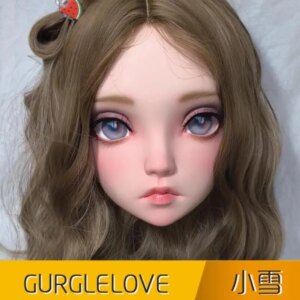 (XUE)Female Sweet Girl Resin Half Head Kigurumi BJD Eyes Crossdress Cosplay Japanese Anime Role Lolita Mask With Eyes And Wig