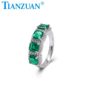 New 5x5mm Main Stone Emerald Green Rings Asscher Shape 925 Sterling Silver Wedding Party Gifts Fine Jewelry Everyday Accessories